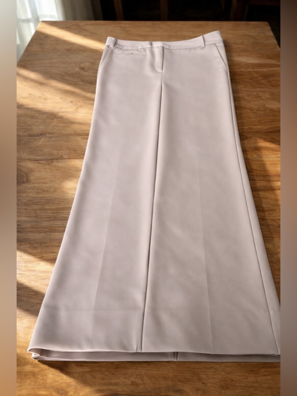 Lane Bryant Lena Curvy Fit Wide Leg Trouser | Light Beige | Size 18